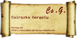 Csirszka Gergely névjegykártya